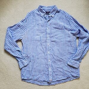 Vineyard Vines Men's Linen Classic Fit Murray Shirt Purple Blue Plaid szL